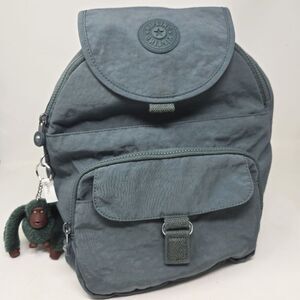 KIPLING Queenie Mini Light Aloe Teal Backpack Monkey Keychain Top Handle Nylon